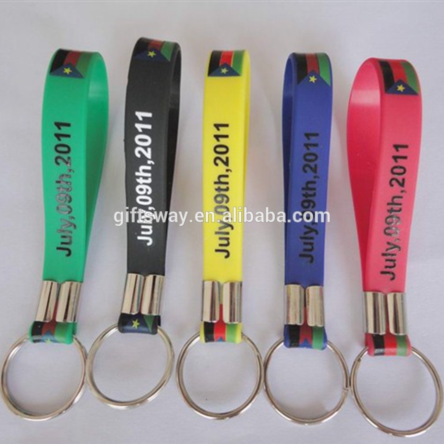 Guangzhou factory cheap custom silicone keyring wristband key holder for sale